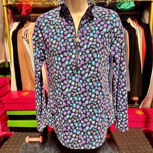 Lilly Pulitzer Skipper Popover - Seabreeze Blue Low Tide Navy Spotted (Size XS)